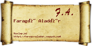 Faragó Aladár névjegykártya